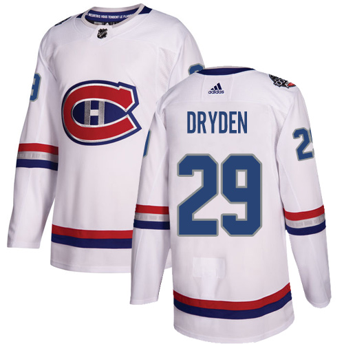 Adidas Canadiens #29 Ken Dryden White Authentic 100 Classic Stitched NHL Jersey - Click Image to Close